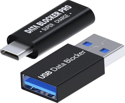 MMOBIEL USB Data Blocker & USB-C Data Blocker [2-Pack] – Beschermt tegen Hackers, Virussen en Juice Jacking – USB-A / USB-C Gegevensblokkering - Alleen Snel Opladen Adapter, Veilig Opladen – Zwart