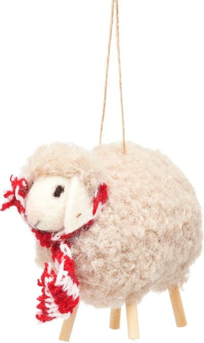 Wit schaap vilten kersthanger - Sass & Belle
