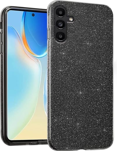 Casemania Hoesje Geschikt voor Samsung Galaxy A25 - Zwart - Glitter Back Cover