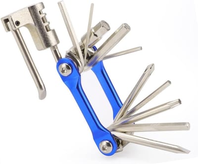 Multifunctionele 11-in-1 Fietsreparatietools, Draagbare Opvouwbare Gereedschapsset, RVS Mini Onderhoudsset voor Fietsen en Fietsaccessoires