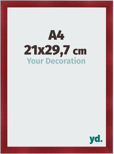 Your Decoration - Fotolijst A4 21x 29,7 cm - MDF - Wijnrood Geveegd - Pisa