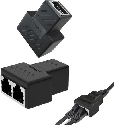 2x RJ45 LAN Splitter Adapter - 1 naar 2 Gelijktijdige Netwerkverdeler voor Cat5 t/m Cat8