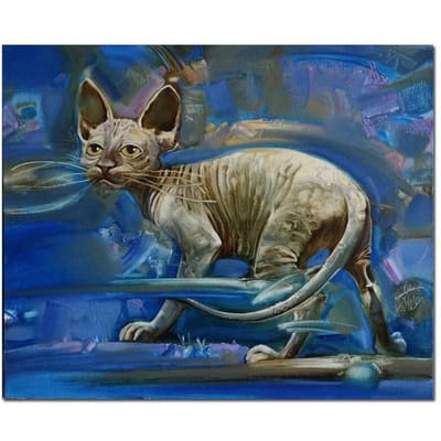 Kit de peinture diamant chat 5D, mosaïque de diamant rond, broderie d'animaux 20X30CM gray