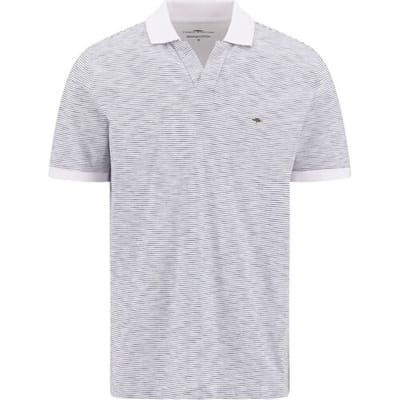 Fynch-Hatton Polo No Buttons Slub Cotton Stripe Wit / male