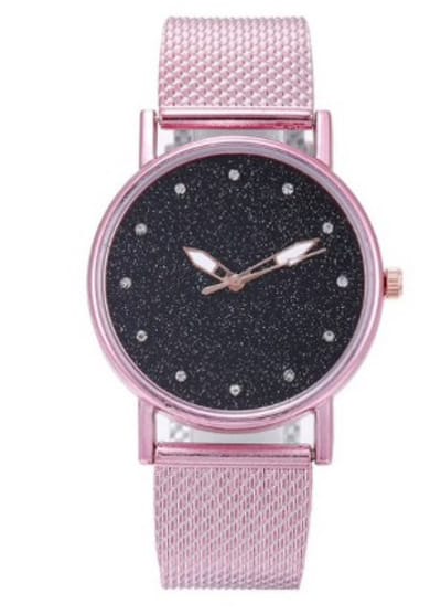 Hidzo Horloge Sterren Quartz Ø 37 mm - Roze - Staal