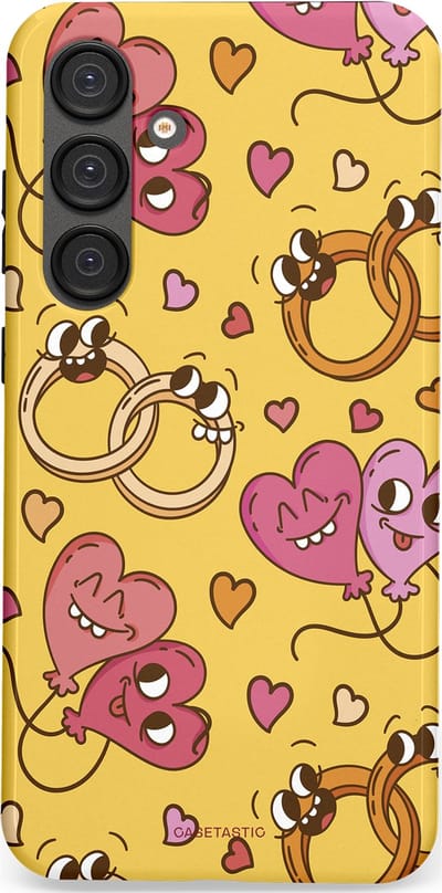 Casetastic Hoesje Geschikt voor Samsung S25 Plus - Stijlvolle Beschermende Duo-layer Case - Gele Hartenpret