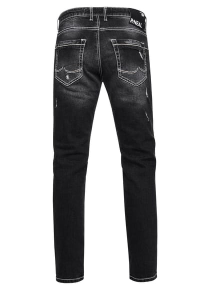 Jeansbroek "MINO" slim fit stretch destroyed broek