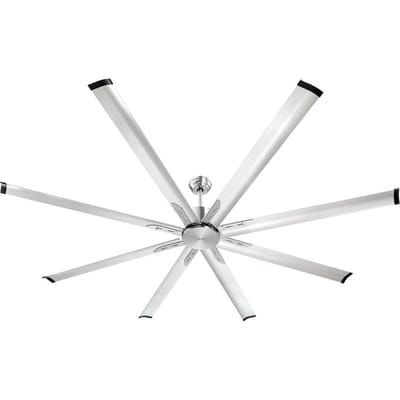 Ventilateur de plafond en aluminium de 213 cm sans lumière télécommande Nickel brossé