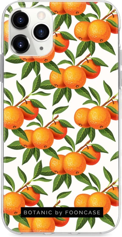 Fooncase Hoesje Geschikt voor iPhone 12 Pro - Shockproof Case - Back Cover / Soft Case - Mandarijn print