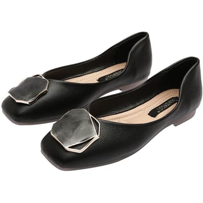 Vierkante Neus Platte Enkele Schoenen Nieuwe Lente Feeënwind Scoop Schoenen Oma Schoenen Bovenkleding Ondiepe Erwtenschoenen 33 black