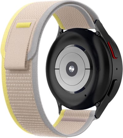 Nylon bandje - geschikt voor Garmin Venu 2s / 3s / 4 (41mm) / Vivoactive 4s / Forerunner 255s / 265s - Huawei Watch GT 5 Pro - 42mm / GT 6 / GT 5 / GT 4 - 41mm - geel