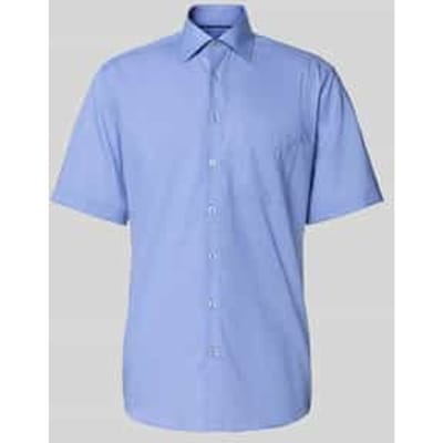 ETERNA modern fit overhemd korte mouw - structuur - middenblauw - Strijkvrij - Boordmaat: 39 (EU maat: M)