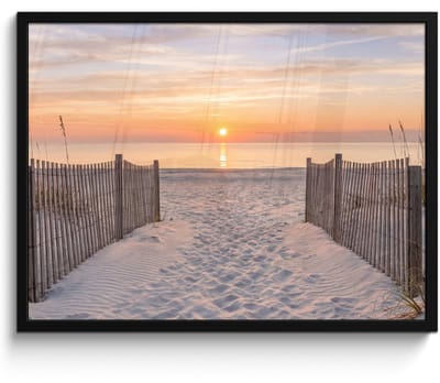 Poster in lijst - Fotolijst 80x60 cm - Posters - Zonsondergang - Strand - Zand - Posterlijst zwart - Decoratie - Wanddecoratie woonkamer - Muurdecoratie slaapkamer