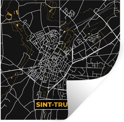 Muurstickers - Sticker Folie - Sint-Truiden - Stadskaart - Plattegrond - Kaart - Gold - 100x100 cm - Plakfolie - Muurstickers Kinderkamer - Zelfklevend Behang XXL - Zelfklevend behangpapier - Stickerfolie