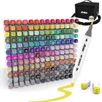 Alcohol Markers - Alcohol Marker Set - 168 Kleuren - Sneldrogende Alcohol Markers - Dubbelzijdige Stiften - Voor Kunstenaars en Creatieve Geesten