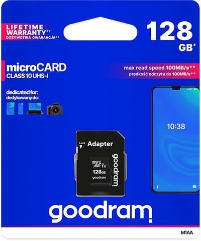 Goodram Serie - Geheugenkaart - microSD 128GB - UHS-I Class 10 - Inclusief SD-adapter