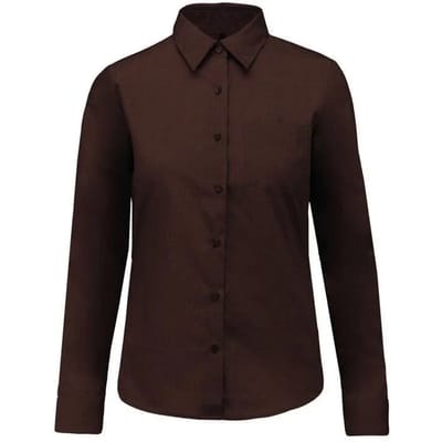 Kariban Overhemd in onderhoudsvriendelijk polykatoen-popeline dames K549 - brown - XXL