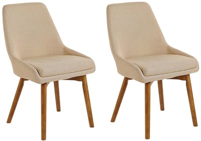 MELFORT - Eetkamerstoel - Zandbeige - Polyester