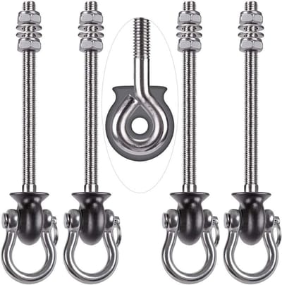 Set van 4 Duurzame RVS Swing Hangers voor Schommels en Yoga Hangsessels, 1500 lbs Capaciteit, Voor Binnen en Buiten