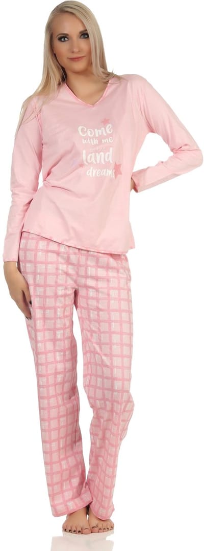 Damespyjama met geruite jersey broek - ook verkrijgbaar in overmaten