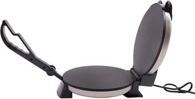 Roti Maker - Platbrood Maker - Brood Bakken - Dubbelzijdig Verwarmd - 32cm Diameter - Zwart Zilver