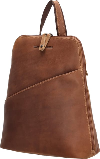 Hide & Stitches Japura Rugzak Dames - Dagrugzak met verstelbare schouderband - Tas van 100% Leder - Cognac