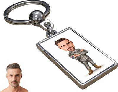 Leger Karikatuur Man - Gepersonaliseerde Karikatuur Sleutelhanger met Jouw Foto - Cadeau - Verjaardag - Kerst - Kado - Valentijn - Gepersonaliseerd Cadeau