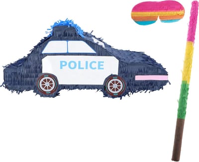 Boland Verjaardag Pinata Politieauto - 56 x 23 cm - papier - set met stok 54 cm en masker