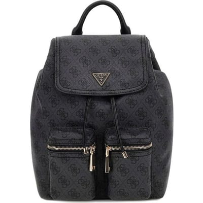 GUESS vrijetijdsrugzak rugzak Manhattan II Flap Backpack Coal Logo donkergrijs