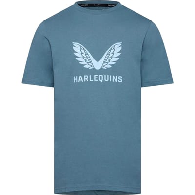 Castore Harlequins F.C. Wings T-shirt voor heren (Blauwsteen)