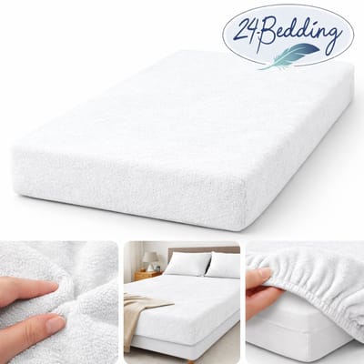 24-Bedding - 2 stuks !! - Badstof Hoeslaken - Extra Zwaar - 180 gr/m2 - 80x200 cm - Wit - 30 cm