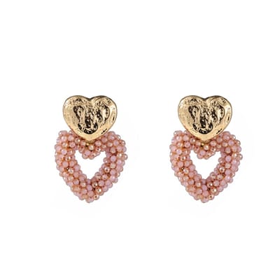 Go Dutch Label Oorknoppen double heart beads Roze