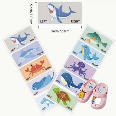 Schoenstickers / Linker en rechter schoen / Linkervoet en rechtervoet / Kinderschoen sticker / 10 paar