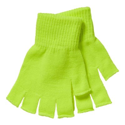 Apollo - Kinder handschoenen vingerloos - Fluor geel - one size - Vingerloze handschoenen kinderen - Carnaval - Party - Feestartikelen