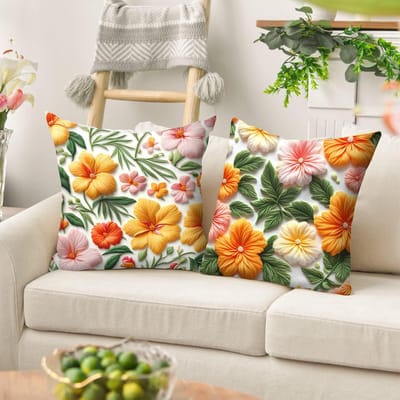 Dailygoods- Kussenslopen 45 x 45 cm - Set van 2 - Bloemenpatroon - Fluweel - Onzichtbare ritssluiting - Zacht en comfortabel - Kussenhoezen