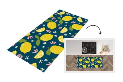 Keukenloper - Loper keuken - Citroen - Patronen - Zomer - 120x50 cm - Keukenloper vinyl