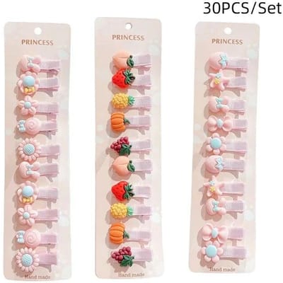 Set van 30 stuks Baby Haarspeldjes Cartoon Strikjes Bloem Meisjes Haarspelden Zoete Kinderklemmen Barrettes Baby Haaraccessoires white