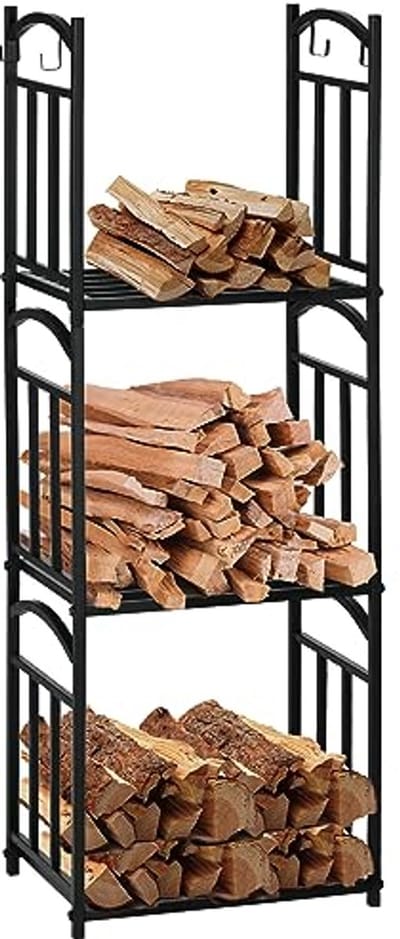 Modulaire Brandhoutrek voor Binnen en Buiten - 4 Haken, 46 x 32 x 126 cm