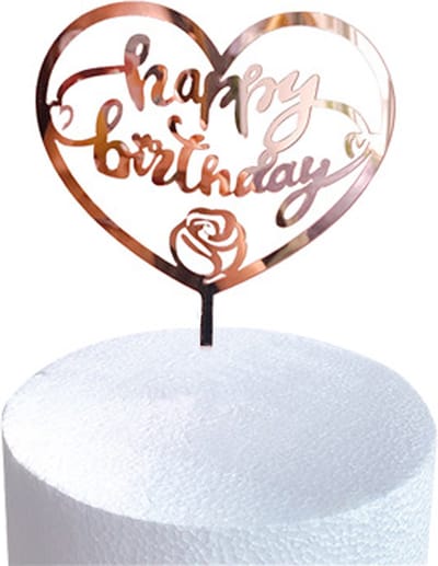 Happy Birthday TaartTopper Rose Goud TaartDecoratie Cake Topper Taart Topper Decoratie Verjaardag Versiering – 1 Stuk