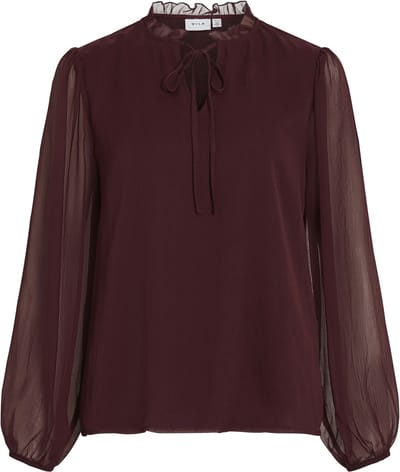 VILA - VIFALIA V-NECK TIE L/S TOP - NOOS - Dames - Blouses
