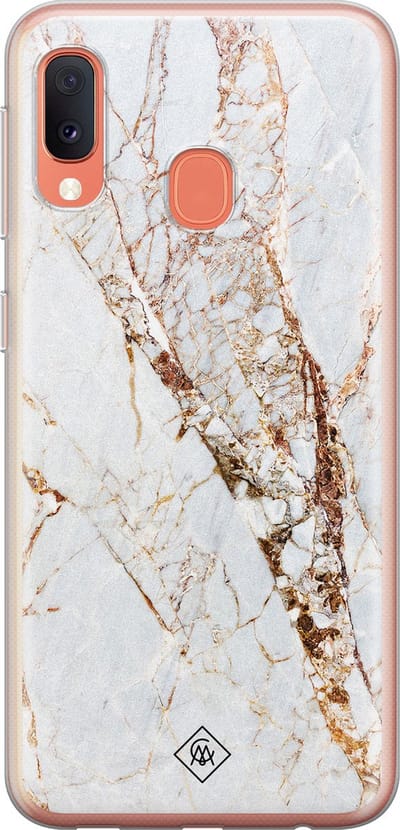 Casimoda® hoesje - Geschikt voor Samsung A20e - Marmer Goud - Backcover - Siliconen/TPU - Bruin