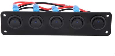 Allecto - Rocker Switch 12V/24V Waterproof 5 Gears met Blauwe LED voor Boot en Caravan
