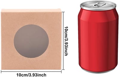 Dailygoods- Dozen Kraftpapier 24 stuks - Verzenddozen - Opbergdozen - Verpakking voor Bakkerij - Transparant Venster - 10 x 10 x 2,4 cm - Verpakkingen