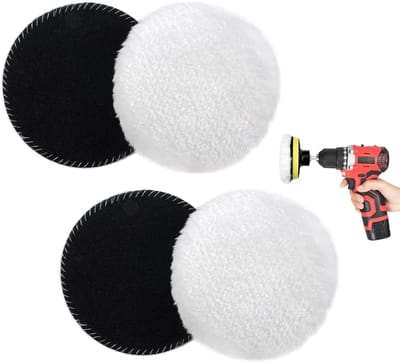 Polijstaccessoires voor Excenterschuurmachine, 4 stuks 125mm Lamswol Polijstschijven en Pads voor Auto en Meubels