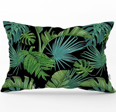 De Groen Home FLORA - Velvet Bedrukt Kussenhoesjes 40x60 - Palmbladeren - Fluweel kussensloop - Aan beide zijdig bedrukt
