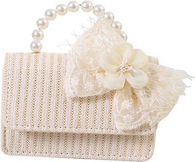 Trendy schoudertas handgeweven draagtassen strik decor schoudertas dames handtas/156 (Color : A)