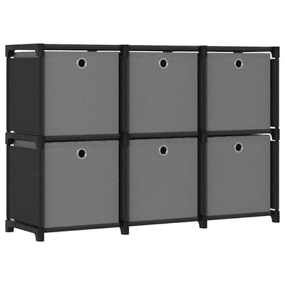 vidaXL - Kast - met - 6 - vakken - met - boxen - 103x30x72,5 - cm - stof - zwart