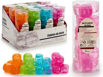Set van 36 herbruikbare ijsblokjes - 18 x transparant + 18 x kleur