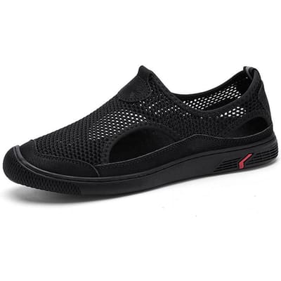 Zomer Nieuwe Sandalen Heren Holle Vrije Tijd Buiten Luie Schoenen Instappers Heren Mesh Schoenen Trendy Ademend Coros Schoenen 46 zwart