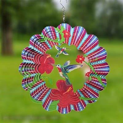 3D Kolibrie Driedimensionale Dynamische Roterende Windgong RVS Kleur Metalen Plaat Windmolen 12 Inch red